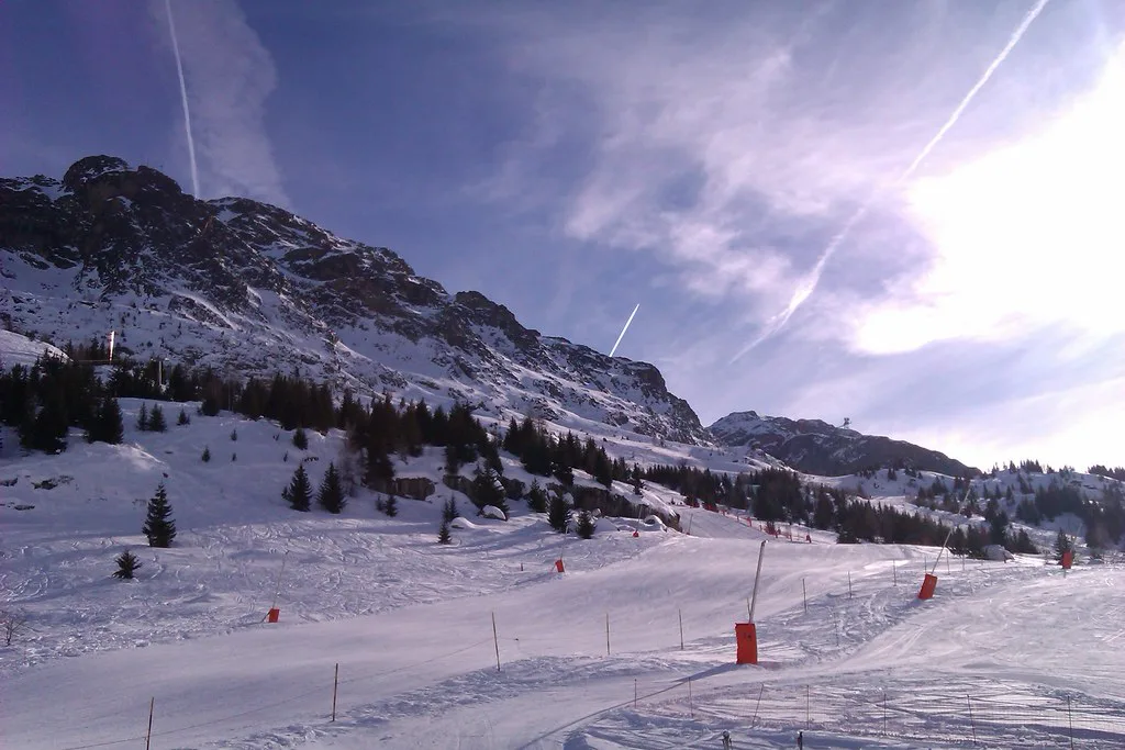 Gentle piste in French Alps, Alpe d'Huez
