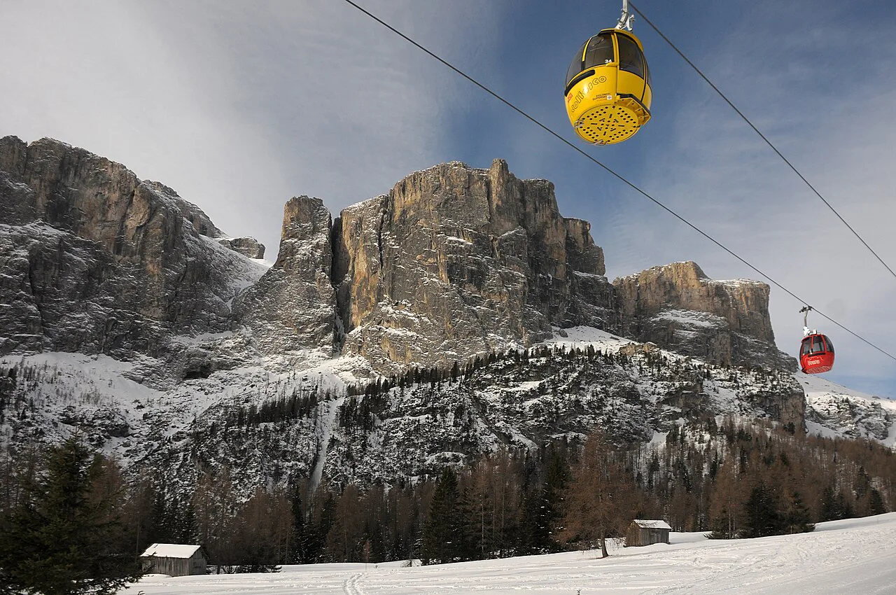 Gondola lift to Pass Gardena Sella Ronda, Alta Badia