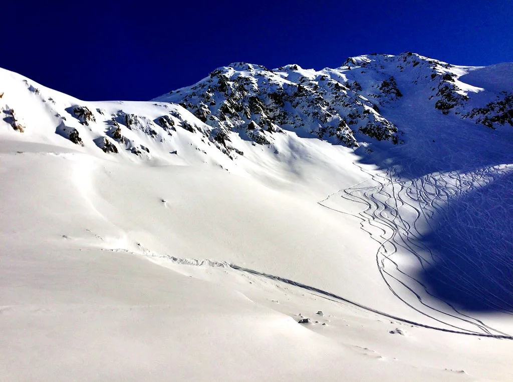 Snowboarding in Andermatt, Switzerland, on the Gemsstock