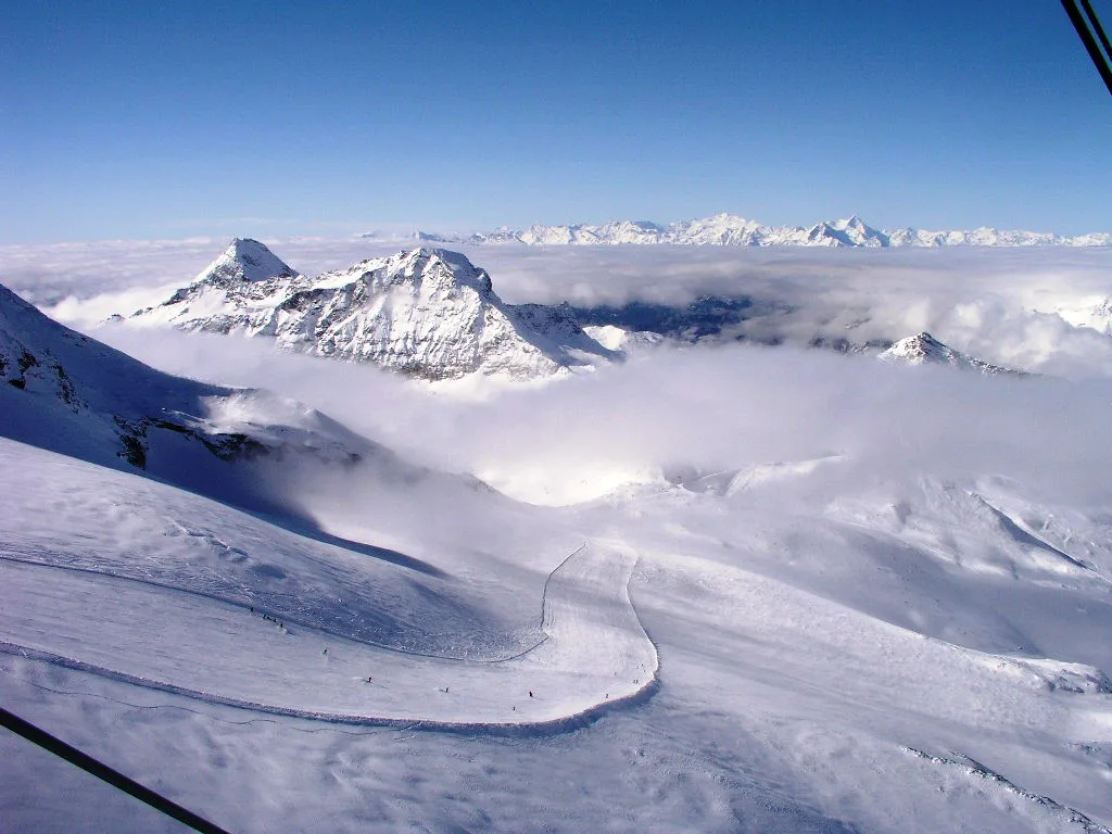 View to Italy from the Plateau Rosa, at 3. m, Cervinia