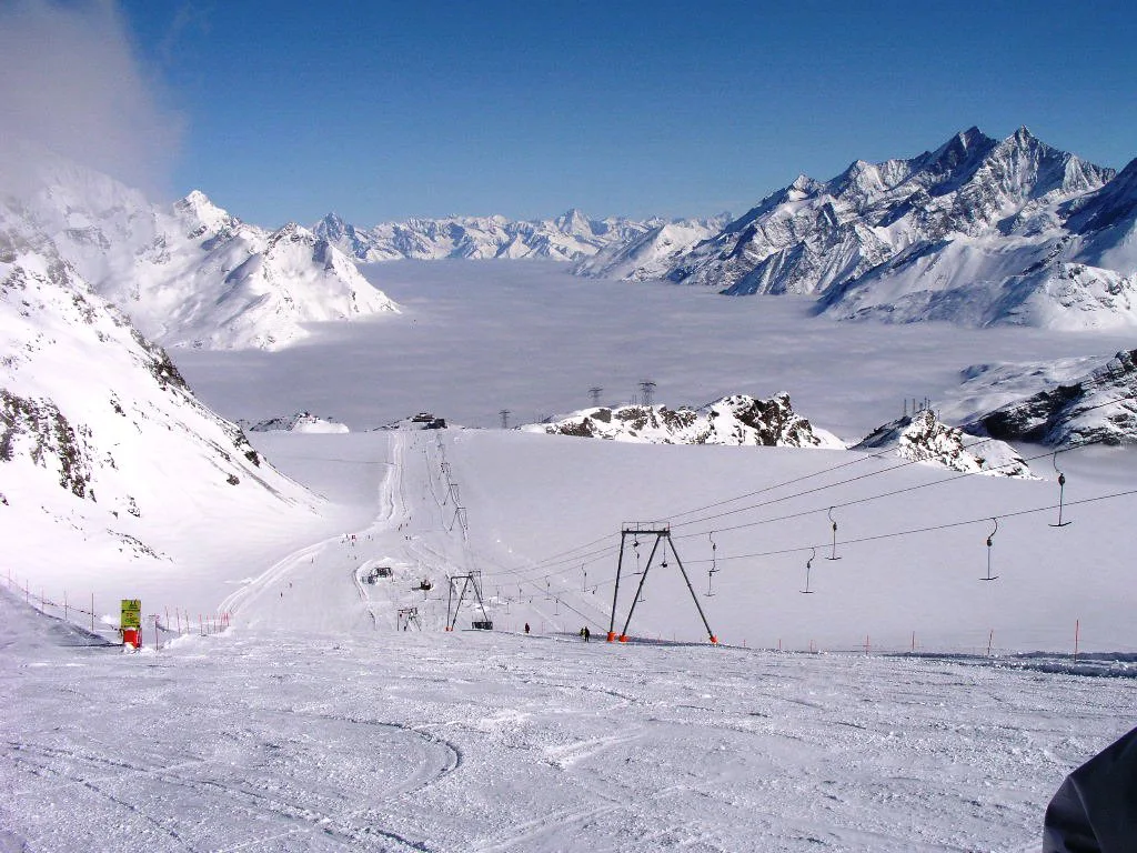 The Zermatt valley covered with clouds, Cervinia