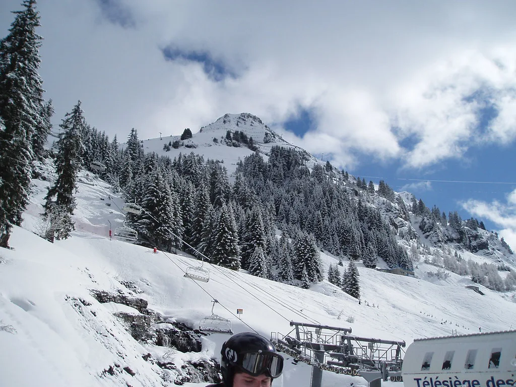 Up the ski lift, Flaine