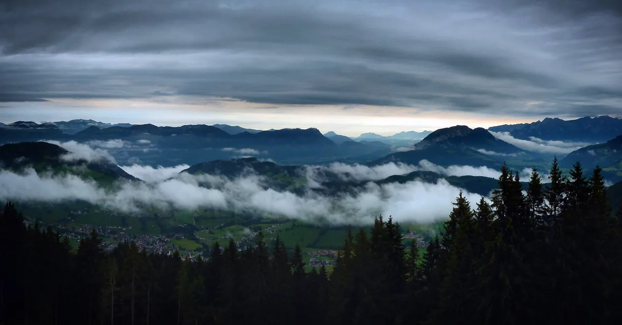 Fog over the mountains in Wildschönau, Austria, July, Kitzbühel