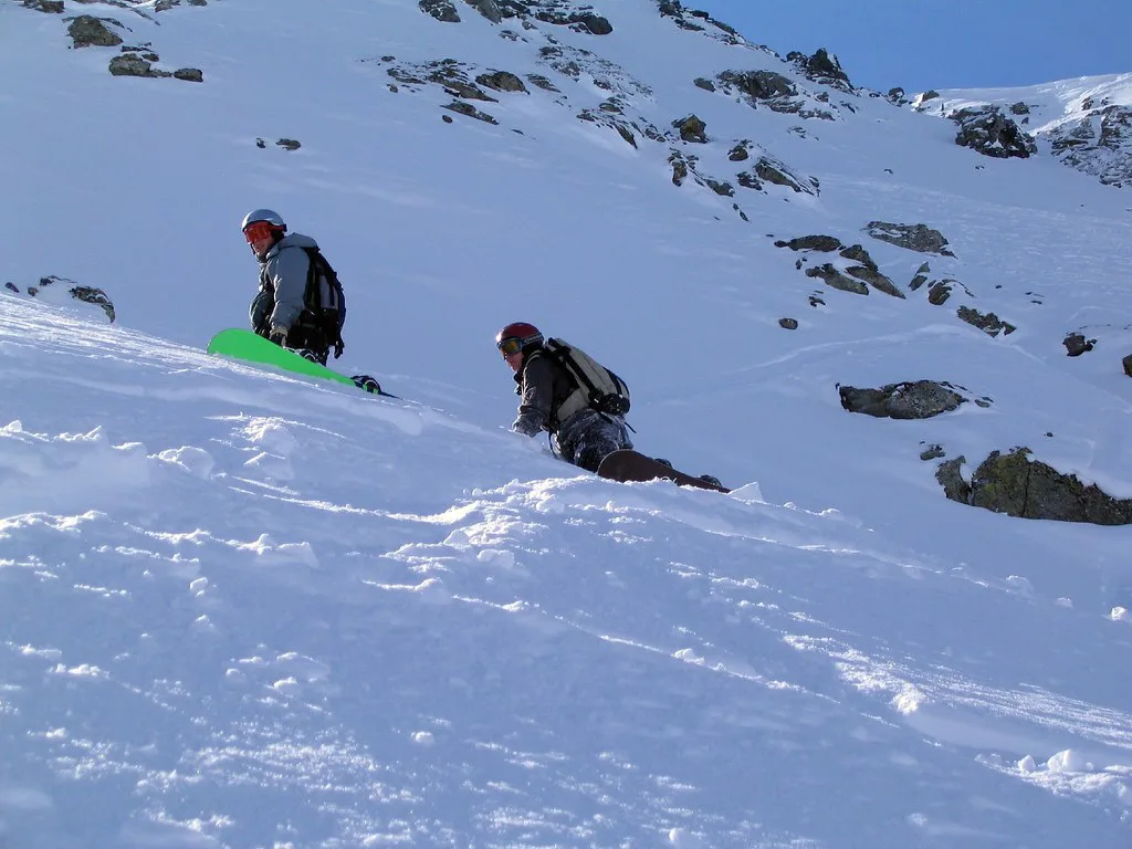 Adrian and Claire, north face of Bellecote, La Plagne