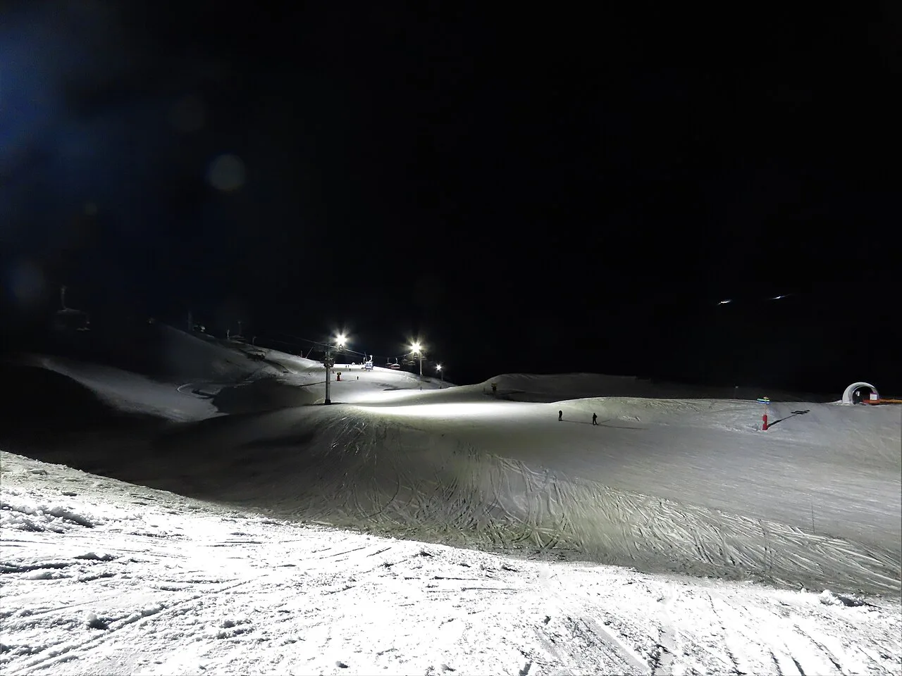 Ski de nuit piste vallée Blanche, Les Deux Alpes