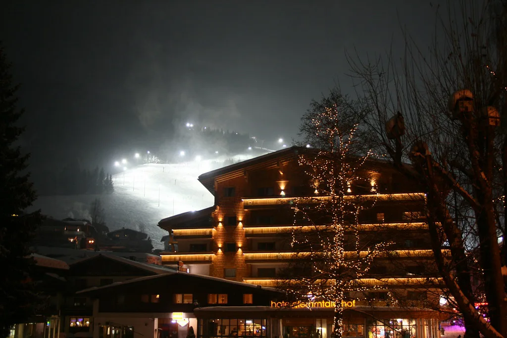 Night skiing slope, Hinterglemm, Saalbach