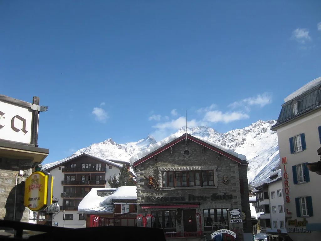 Mountain over village, Saas-Fee