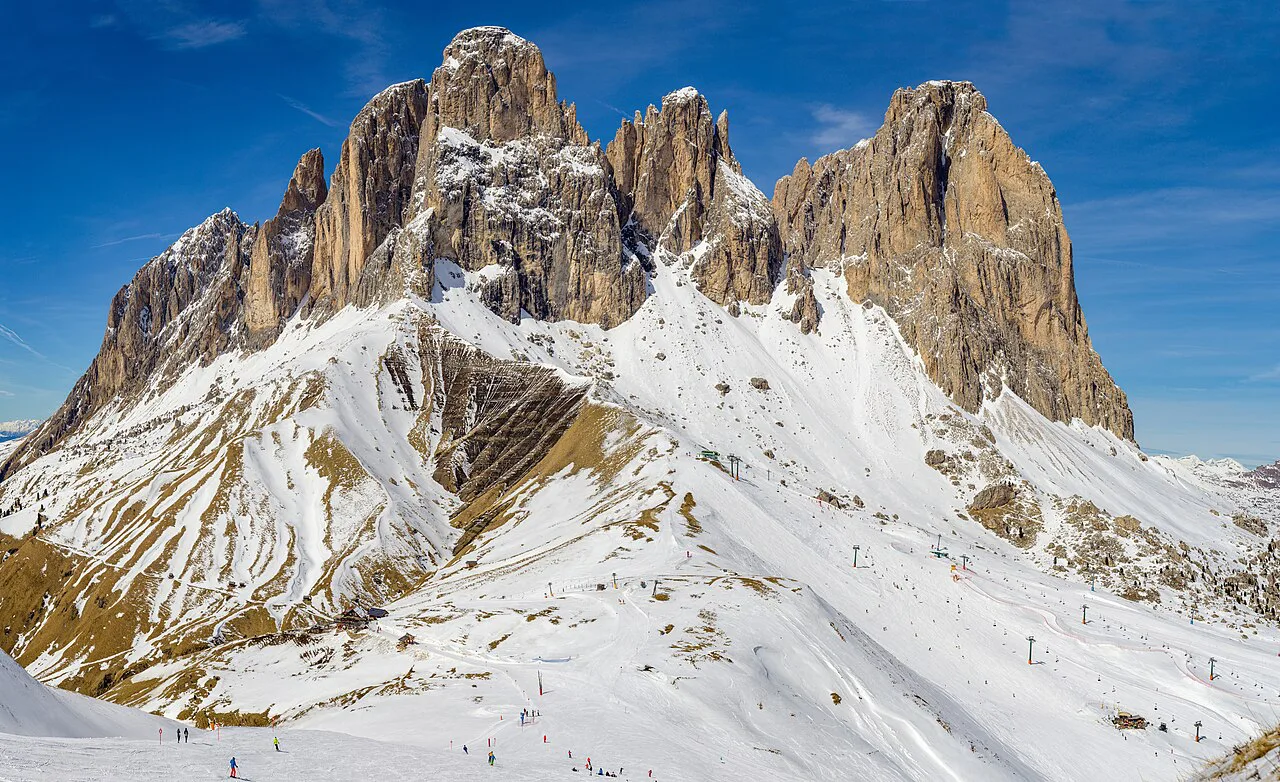 Langkofel group from Sellajoch Fassa, Val di Fassa