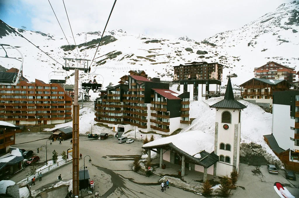 Taking the chairlift over Val Thorens town centre