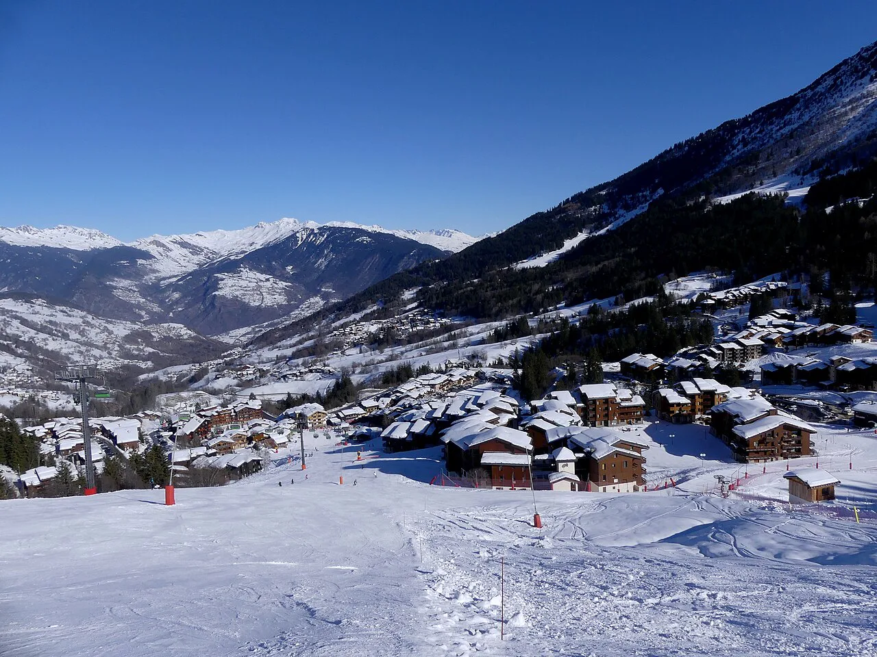 Valmorel enneigée depuis les pistes (janvier